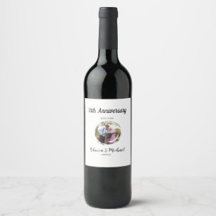 50th anniversary wedding photo circle name year  wine label