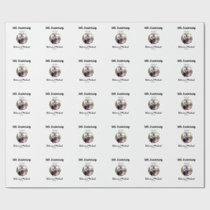 50th anniversary wedding photo circle name year wrapping paper
