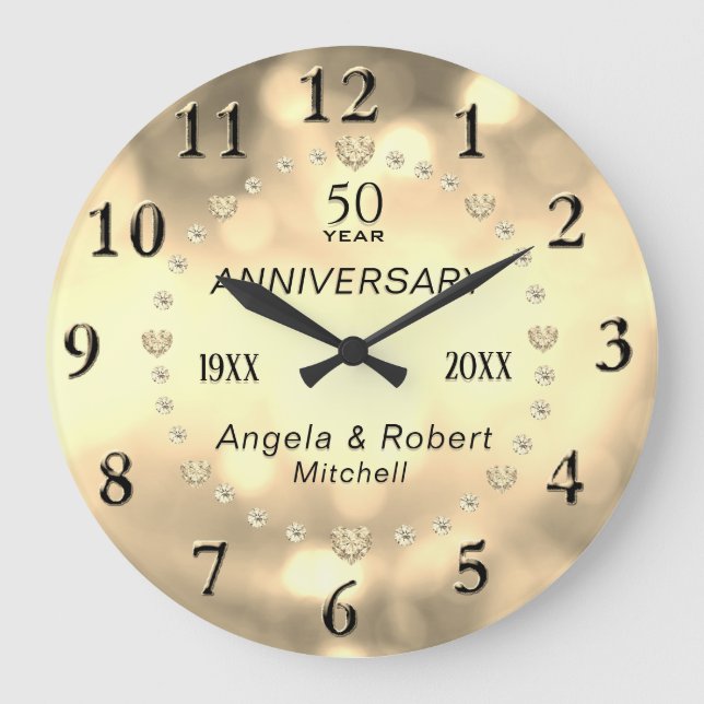 50th Anniversary with Diamonds Large Clock (Front)