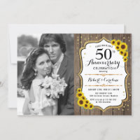 50th Anniversary with Photo - Wood Sunflowers
