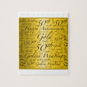 50th Anniversary Word Art Graphic Jigsaw Puzzle