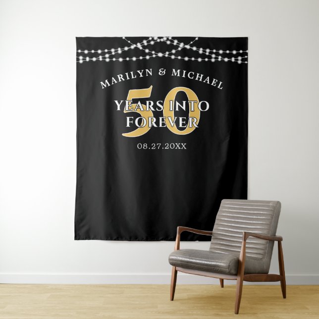 50th Anniversary YEARS INTO FOREVER Black Gold Tapestry (In Situ)