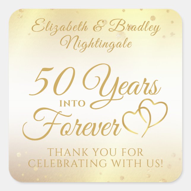 50th Anniversary YEARS INTO FOREVER Thank You  Square Sticker (Front)