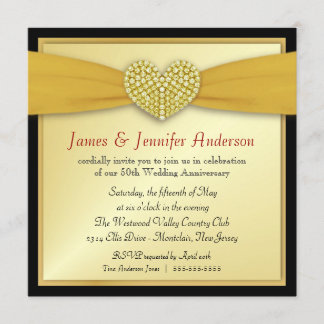 50th Annniversary Party Elegant Heart Invitations