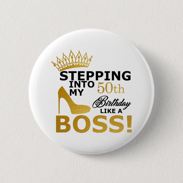 50th-BDay 6 Cm Round Badge (Front)