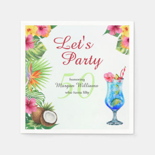 50th Bday Tropical Summer Dine & Cocktail Party Napkin