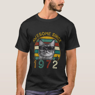 50Th Bday Vintage Cat 50 Years Funny Awesome Since T-Shirt