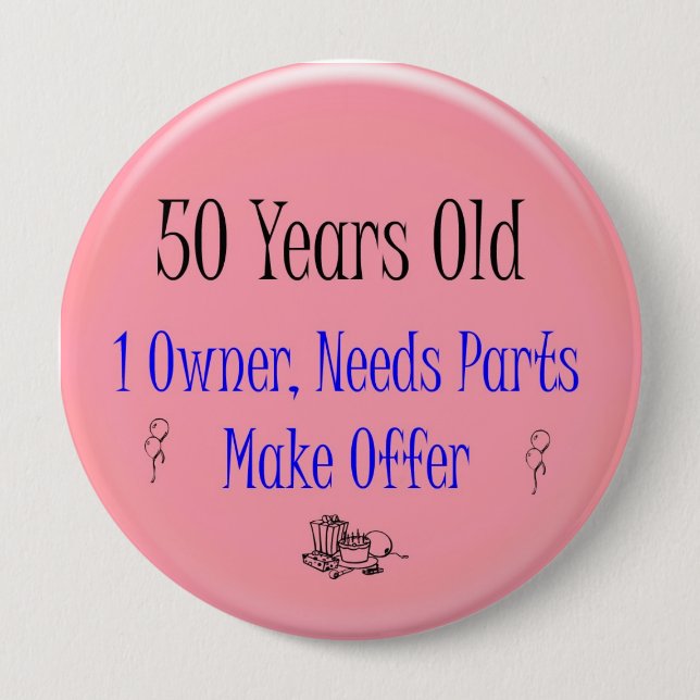 50th Birthday 10 Cm Round Badge (Front)