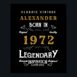 50th Birthday 1970 Add Name Legendary Black Gold Poster<br><div class="desc">Personalised birthday add your name birthday poster. Edit the name and year with the template provided. More gifts and party supplies available with the "Legendary" design in the store.</div>
