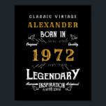 50th Birthday 1970 Add Name Legendary Black Gold Poster<br><div class="desc">Personalised birthday add your name birthday poster. Edit the name and year with the template provided. More gifts and party supplies available with the "Legendary" design in the store.</div>
