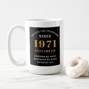 50th Birthday 1971 Black Gold For Her Personalised Coffee Mug