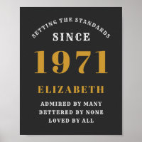 50th Birthday 1971 Black Gold For Her Personalised