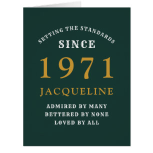 50th Birthday 1971 Green Gold For Her Personalised