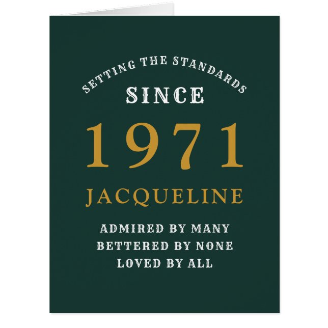 50th Birthday 1971 Green Gold For Her Personalised (Front)