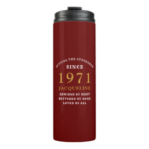 50th Birthday 1971 Red Gold For Her Personalised Thermal Tumbler