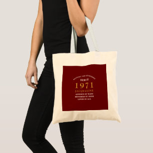 50th Birthday 1971 Red Gold For Her Personalised Tote Bag