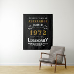 50th Birthday 1972 Add Name Legendary Black Gold Tapestry<br><div class="desc">Personalised birthday add your name birthday photography backdrop tapestry. Edit the name and year with the template provided. A wonderful custom black birthday idea. More gifts and party supplies available with the "Legendary" design in the store.</div>