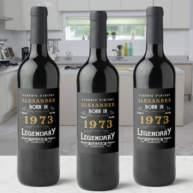 50th Birthday 1973 Add Your Name Legendary Vintage Wine Label (Creator Uploaded)