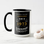 50th Birthday 1973 Design Your Own Vintage Mug<br><div class="desc">For those born in 1973 and celebrating their birthday we have the ideal birthday coffee mug. The black background with a white and gold vintage typography design design is simple and yet elegant with a retro feel. Easily customise the text of this birthday gift using the template provided. More gifts...</div>