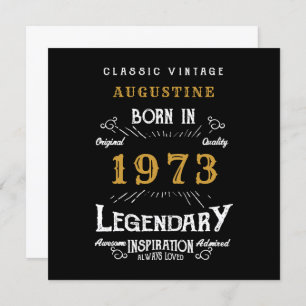 50th Birthday 1973 Retro Black Gold Greeting Card
