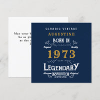 50th Birthday 1973 Retro Blue Gold