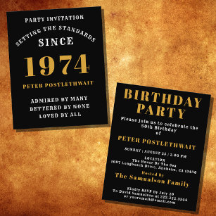 50th Birthday 1974 Black Gold Personalised For Him Flyer