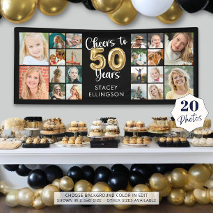 50th Birthday 20 Photo Collage Cheers to 50 Years Banner