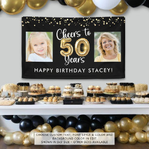 50th Birthday 2 Photos Cheers to 50 Years Banner