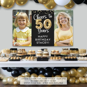 50th Birthday 2 Photos Cheers to 50 Years Confetti Banner