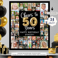 50th Birthday 41 Photo Collage Cheers to 50 Years