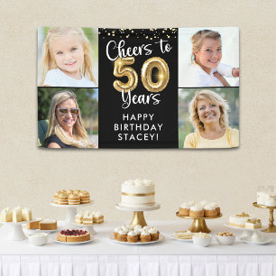 50th Birthday 4 Photos Cheers to 50 Years Confetti Banner