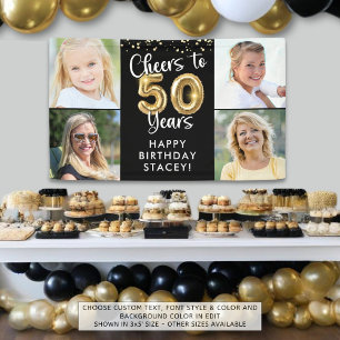 50th Birthday 4 Photos Cheers to 50 Years Confetti Banner