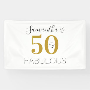 50th Birthday 50 and fabulous Birthday Gold White Banner