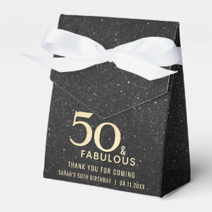 50th Birthday 50 and Fabulous Black Gold Elegant Favour Box