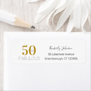 50th Birthday 50 and Fabulous Gold Return Address Label