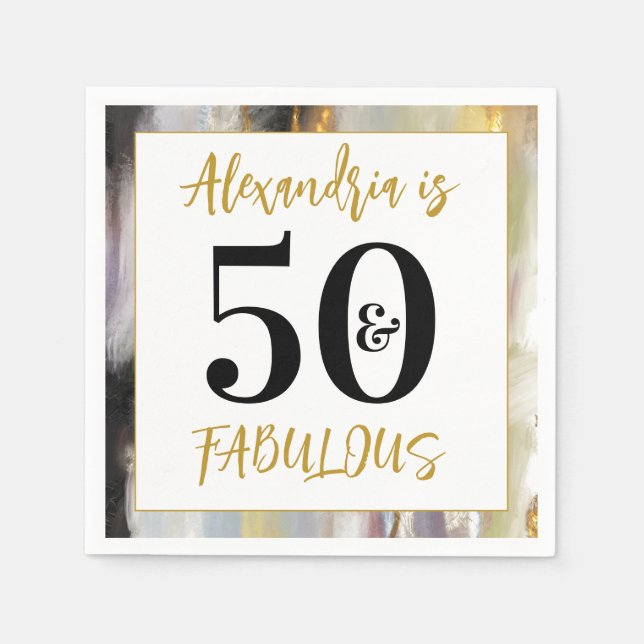 50th Birthday 50 and Fabulous Personalised Party Napkin (Front)