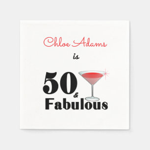 50th Birthday 50 and Fabulous Red Personalised Napkin