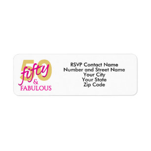 50th Birthday 50 and Fabulous Return Address Label