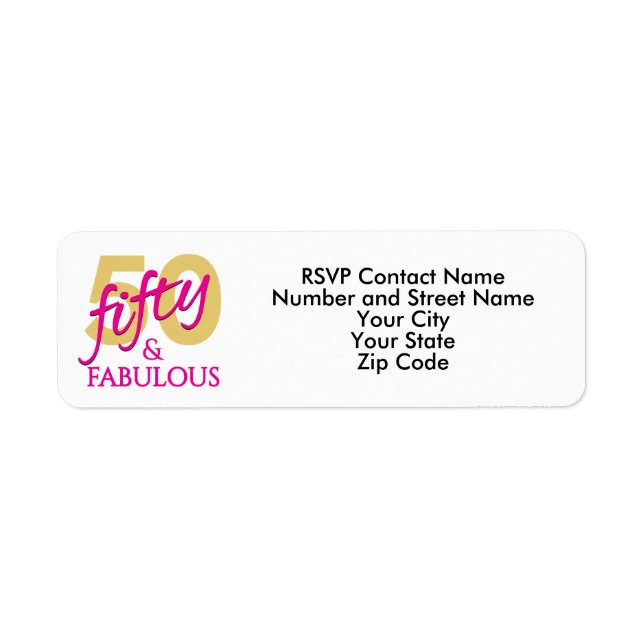 50th Birthday 50 and Fabulous Return Address Label (Front)