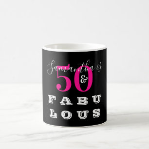 50th Birthday 50 fabulous Hot Pink Birthday Coffee Mug