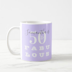 50th Birthday 50 fabulous Lilac Personalized Coffee Mug