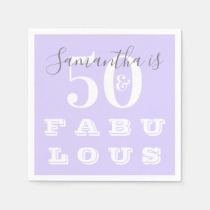 50th Birthday 50 fabulous Purple Birthday Party Napkin