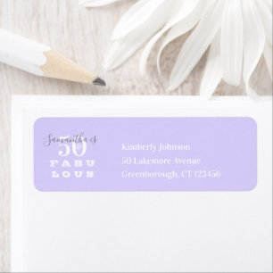 50th Birthday 50 fabulous Purple Return Address Label