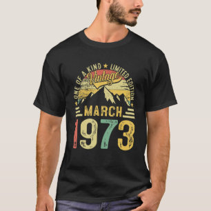 50th Birthday   50 Year Vintage March 1973 Retro M T-Shirt