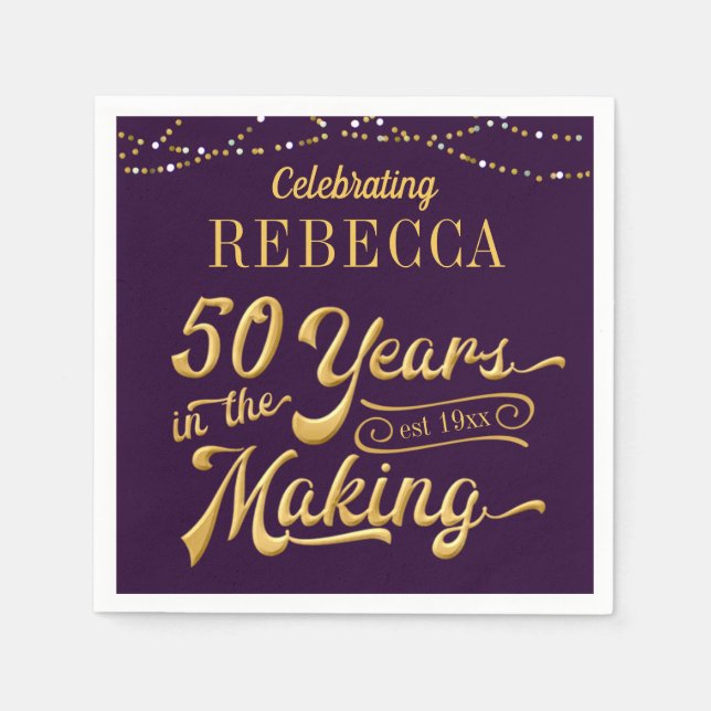 50th Birthday - 50 YEARS IN THE MAKING Personalise Napkin (Front)