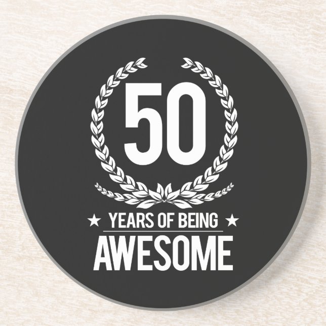 50th Birthday (50 Years Of Being Awesome) Coaster (Front)