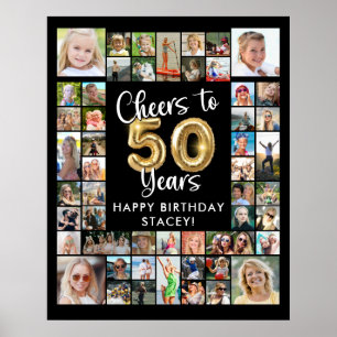 50th Birthday 51 Photo Collage Cheers to 50 Years Poster