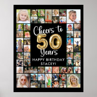 50th Birthday 51 Photo Collage Cheers to 50 Years