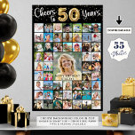 50th Birthday 55 Photo Collage Cheers to Years Poster<br><div class="desc">Create a 50th birthday photo memory display poster print utilising this easy-to-upload photo collage template with 55 pictures of him or her through the years for a fun birthday party decoration and commemorative keepsake. The design features the title CHEERS TO 50 YEARS with gold foil balloon numbers and your custom...</div>