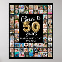 50th Birthday 69 Photo Collage Cheers to 50 Years